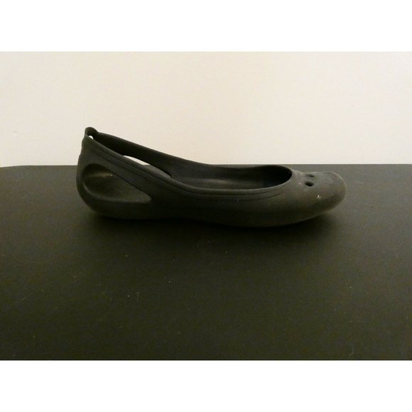 Crocs Kadee Womens 9 Black Slip on Cushioned Flats w/ Cutouts at Heels - Picture 1 of 9